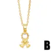 Wholesale Cute Fashion Simple Style Cartoon Character Mermaid Copper Plating Inlay Zircon 18k Gold Plated Necklace