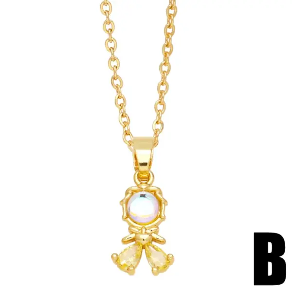 Wholesale Cute Fashion Simple Style Cartoon Character Mermaid Copper Plating Inlay Zircon 18k Gold Plated Necklace