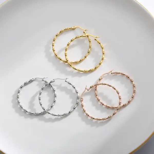 Wholesale PVD Coated 18K Gold Plated Geometric Stainless Steel Fashion Waterproof Non Tarnish Earrings