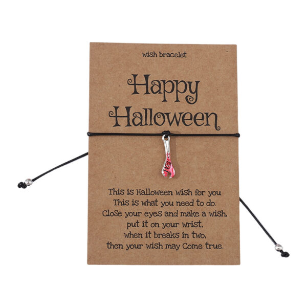 oly-9027f0a43f96cf54bc54cf5645320df7 Wholesale Cross-border exaggerated and personalized Halloween series card bracelet with bloody tools, teeth, skull, and hand-woven jewelry