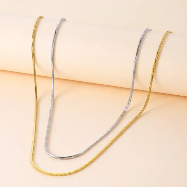 Wholesale Titanium Steel Square Snake Bone Chain Necklace Unisex Hip Hop Trend Clavicle Chain Jewelry Non-Fading Stainless Steel