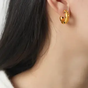 F602-Gold Black Zircon Earrings
