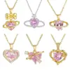 Wholesale Jewelry Cute Star Heart Shape Bow Knot Titanium Steel Zircon Inlay Pendant Necklace
