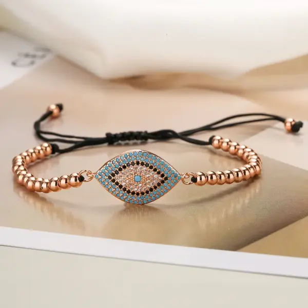 Wholesale Ins Style Devil's Eye Copper Plating Inlay Zircon 18k Gold Plated Bracelets