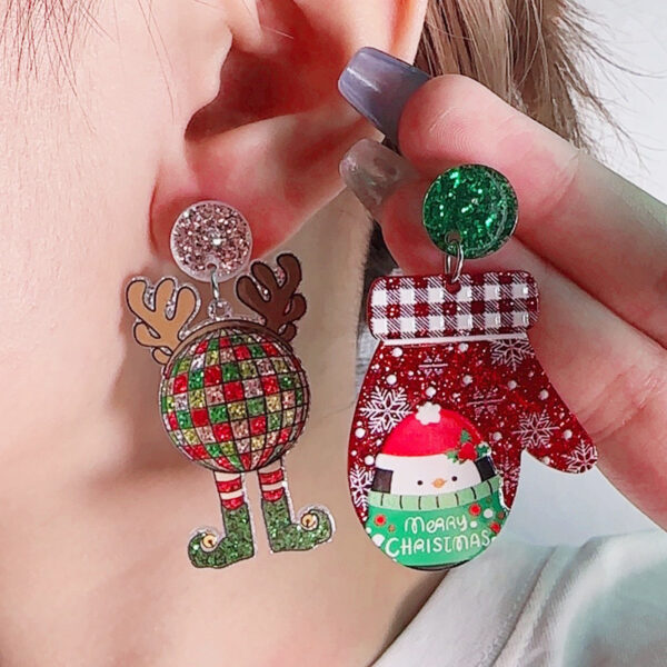 Wholesale Christmas Series Elk Gloves Acrylic Earrings