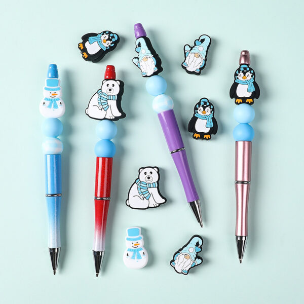 oly-903ab402ec9ab193e454c593f30094c2 Wholesale Cross-Border Blue Christmas Silicone Beads DIY Jewelry Necklace Beads Winter Polar Bear Penguin Glue Beads