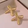 304 Stainless Steel Plastic Bow Knot Shell Electroplating Imitation Gold Simple Style Classic Style Commute Multicolor-Golden Yellow Ear Studs