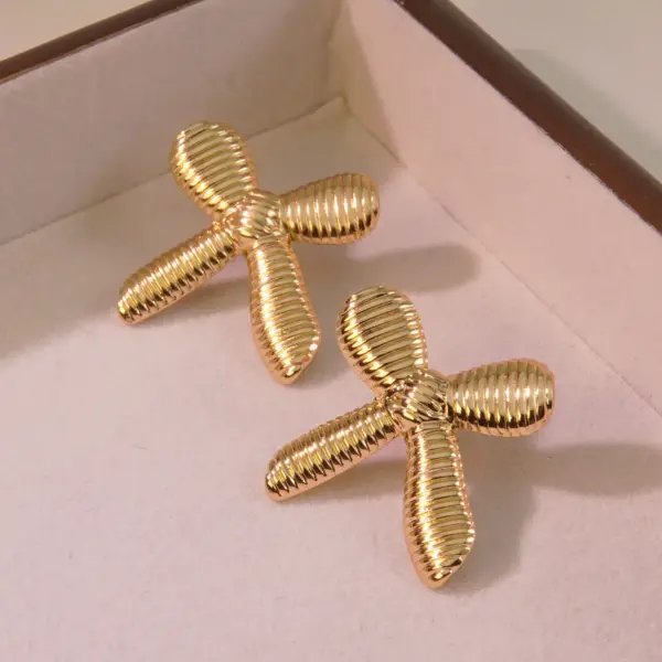 304 Stainless Steel Plastic Bow Knot Shell Electroplating Imitation Gold Simple Style Classic Style Commute Multicolor-Golden Yellow Ear Studs