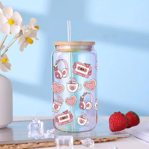 Wholesale Uv Transfer Sticker Glass Cup Crystal Label Crystal Sticker Cross-Border Exclusive for 16oz Glass Cup Special Sticker 23Cmx11Cm