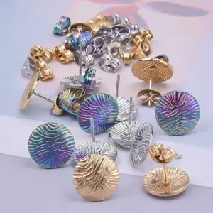 Wholesale PVD Coated Real Gold Plated Round 304 Stainless Steel Simple Style Waterproof Non Tarnish Ear Studs