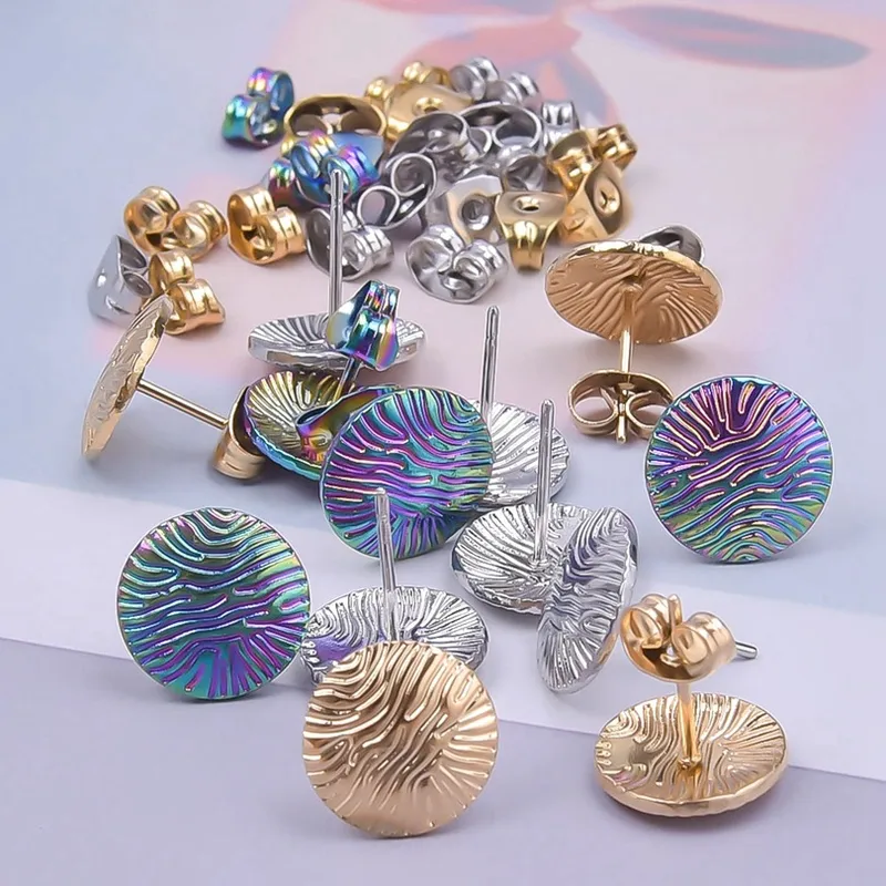 Wholesale PVD Coated Real Gold Plated Round 304 Stainless Steel Simple Style Waterproof Non Tarnish Ear Studs