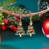 Wholesale Christmas tree dripping rhinestone pendant earrings