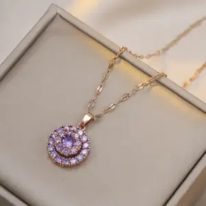 X0061 Rose Gold Purple Necklace