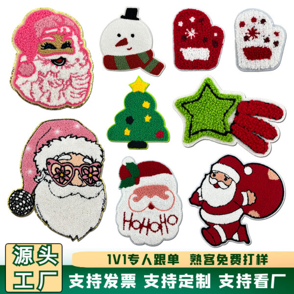 oly-90511ebb85757e6188495fe55ec18d75 Wholesale Towel Embroidery Christmas Series Embroidery Fabric Patch Decoration