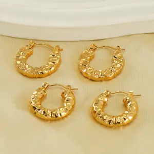 Wholesale 1 Pair Simple Style Water Droplets Polishing Gold Plated Stainless Steel Titanium Steel 18K Gold Plated Earrings