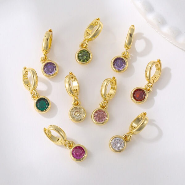 Wholesale Colorful round zircon pendant universal buckle DIY necklace bracelet pendant 18k gold plated pendant jewelry accessories
