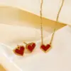 PVD Coated 18K Gold Plated Heart Shape 304 Stainless Steel IG Style Simple Style Waterproof Non Tarnish 304 Stainless Steel Earrings Necklace