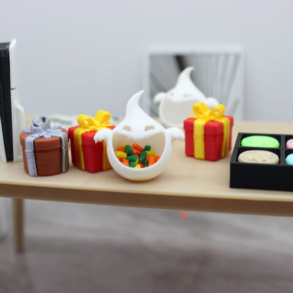 Wholesale 1:12 Doll House Miniature Scene Furniture Decoration Small Ornaments Mini Ghost Candy Jar Halloween Decorations