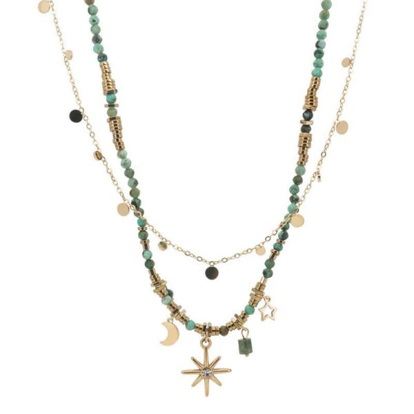 oly-905bf839fb82fc9175b777c5606296e8 Wholesale French Retro Star Moon Necklace Small Fresh Color Beaded Clavicle Chain Niche Design High-grade Necklace for Women
