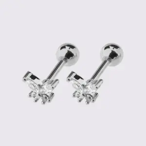 White Steel Butterfly Studs One