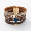 Wholesale Cross-border Hot Selling Jewelry Jewelry Bohemian Multi-layer Bracelet Woven Leather Cross Inlaid Pearl Bracelet