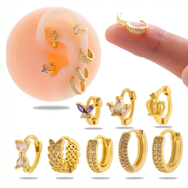 Wholesale 1 Piece Simple Style Classic Style Round Plating Inlay Copper Zircon 18k Gold Plated Ear Studs