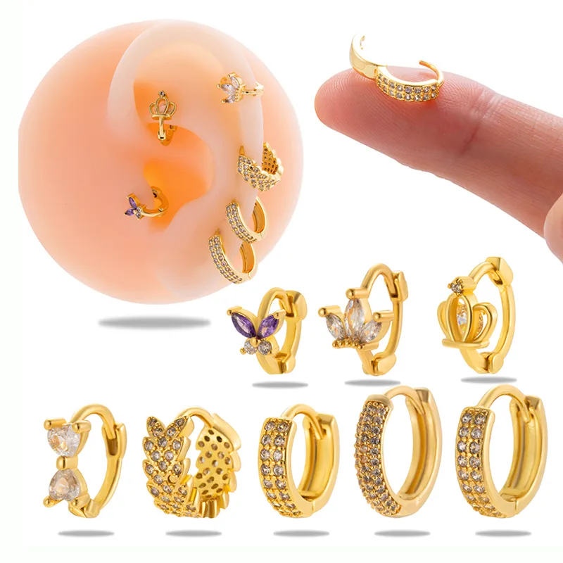 Wholesale 1 Piece Simple Style Classic Style Round Plating Inlay Copper Zircon 18k Gold Plated Ear Studs