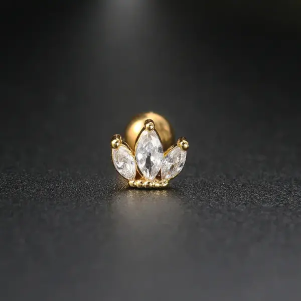 Wholesale Fashion Geometric Copper Plating Zircon Ear Studs 1 Piece