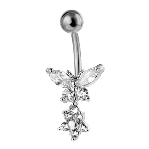 Wholesale 1 Piece 316L Stainless Steel Copper Belly Rings Bow Knot Waterproof Non Tarnish Surgical Steel Women'S