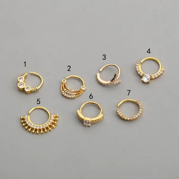 1 Piece Nose Rings & Studs Fashion Round Brass Inlay Zircon