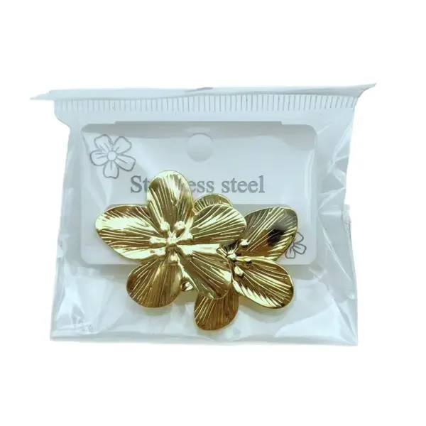 Luxurious Floral Oil Pressed Stainless Steel Earrings Fashionable Petal Leaf Ear Jewelry Elegant Simple Style For Women