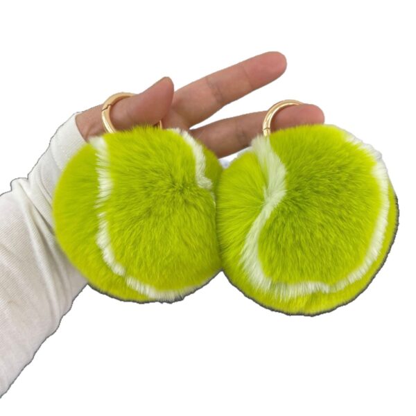 Wholesale cute little tennis rabbit fur plush baseball car keychain pendant ins plush ball school bag pendant