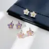 Wholesale PVD Coated 18K Gold Platinum Real Gold Plated Flower Stainless Steel Fairy Style Elegant Sweet Waterproof Non Tarnish Ear Studs