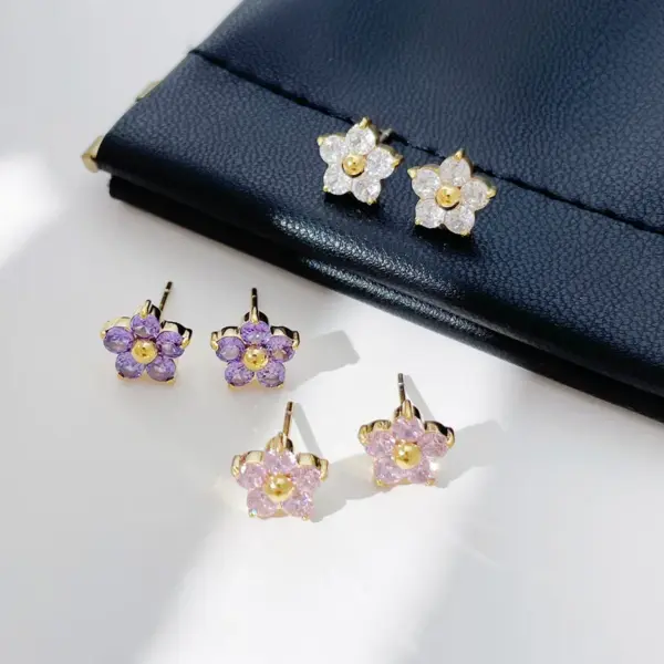 Wholesale PVD Coated 18K Gold Platinum Real Gold Plated Flower Stainless Steel Fairy Style Elegant Sweet Waterproof Non Tarnish Ear Studs