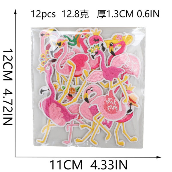 oly-90785cf7dc14cfedb62fc7a72e2a7161 Wholesale Flamingo Embroidered Cloth Patch Bag Decorative Elegant Red Crane Patch Cute Cole Flamingo Computer Embroidered Label