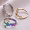 Wholesale PVD Coated Real Gold Plated 18K Gold Letter 304 Stainless Steel Commute Waterproof Non Tarnish Rings