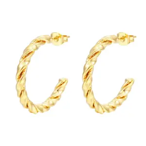 Twisted 25mm Gold Earrings