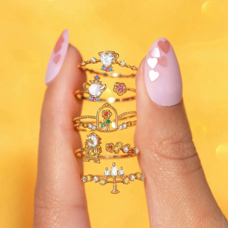 Wholesale Cartoon Character Colorful Copper Casual Simple Style Open Rings Rings