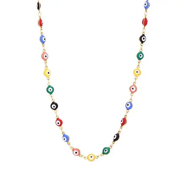 Fashion Devil's Eye Stainless Steel Enamel Necklace