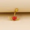 Wholesale 1 Piece Belly Rings Casual Simple Style Heart Shape Wings 316L Stainless Steel Alloy Waterproof Non Tarnish Surgical Steel Zircon Plated Gold Plated Silver Plated