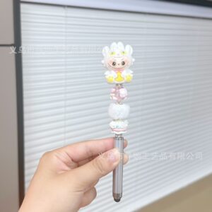 Stylus pen + 0.5mm pen tip / White toothless denim fabric - silver pen