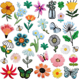 Wholesale Cute Little Grass Bee Embroidered Cloth Sticker Flower Bag Clothes Decoration Embroidered Butterfly Patch Sun Flower Ironing