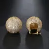 Wholesale Hip-hop Ball Copper Plating Inlay Zircon Earrings 1 Pair