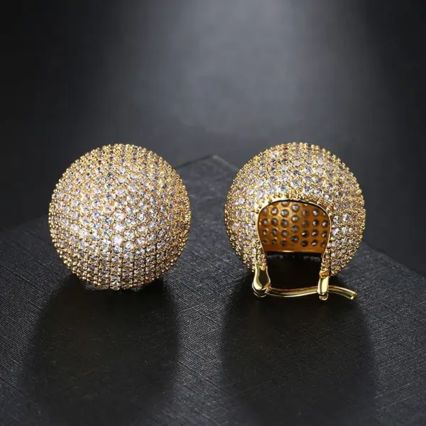 Wholesale Hip-hop Ball Copper Plating Inlay Zircon Earrings 1 Pair