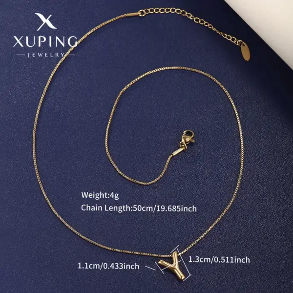 Wholesale 304 Stainless Steel 18K Gold Plated XUPING Simple Style Letter Necklace