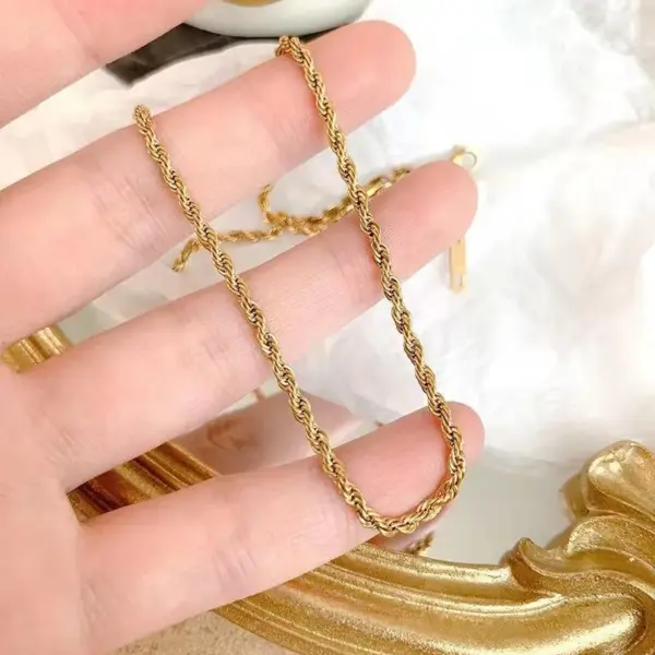 Wholesale Jewelry Fashion Solid Color 304 Stainless Steel 18K Gold Plated Chain Stainless Steel Necklaces