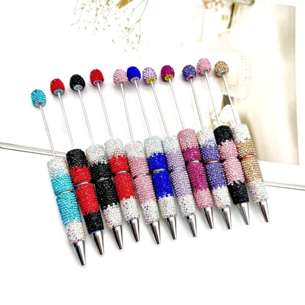 Wholesale DIY new gradient full drill pen handmade diamond beadable pen cute creative gradient rhinestone beaded ball point pen