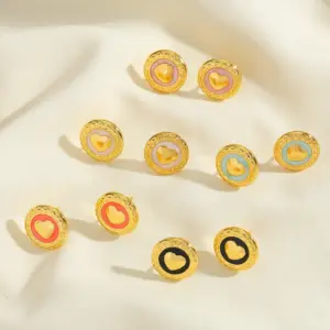 Wholesale Geometric Heart Shaped Stainless Steel 18K Gold Plated Earrings Fashionable Casual Elegant Cute Polished Finish For All Seasons