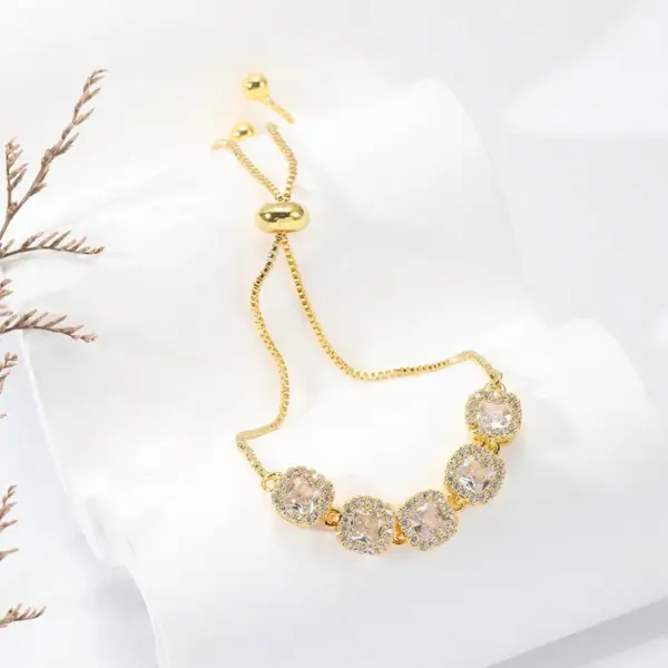 Wholesale Glam Round Stainless Steel Copper 18k Gold Plated Rose Gold Plated Silver Plated Zircon Bracelets In Bulk