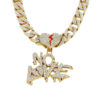 Wholesale Diamond-studded English lettering hip-hop Cuban necklace